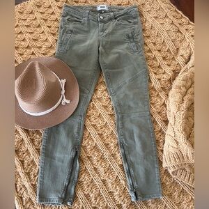 PAIGE Women's Olive Cotton Jeans With Zippered Ankle & Pockets Detail--Size 28
